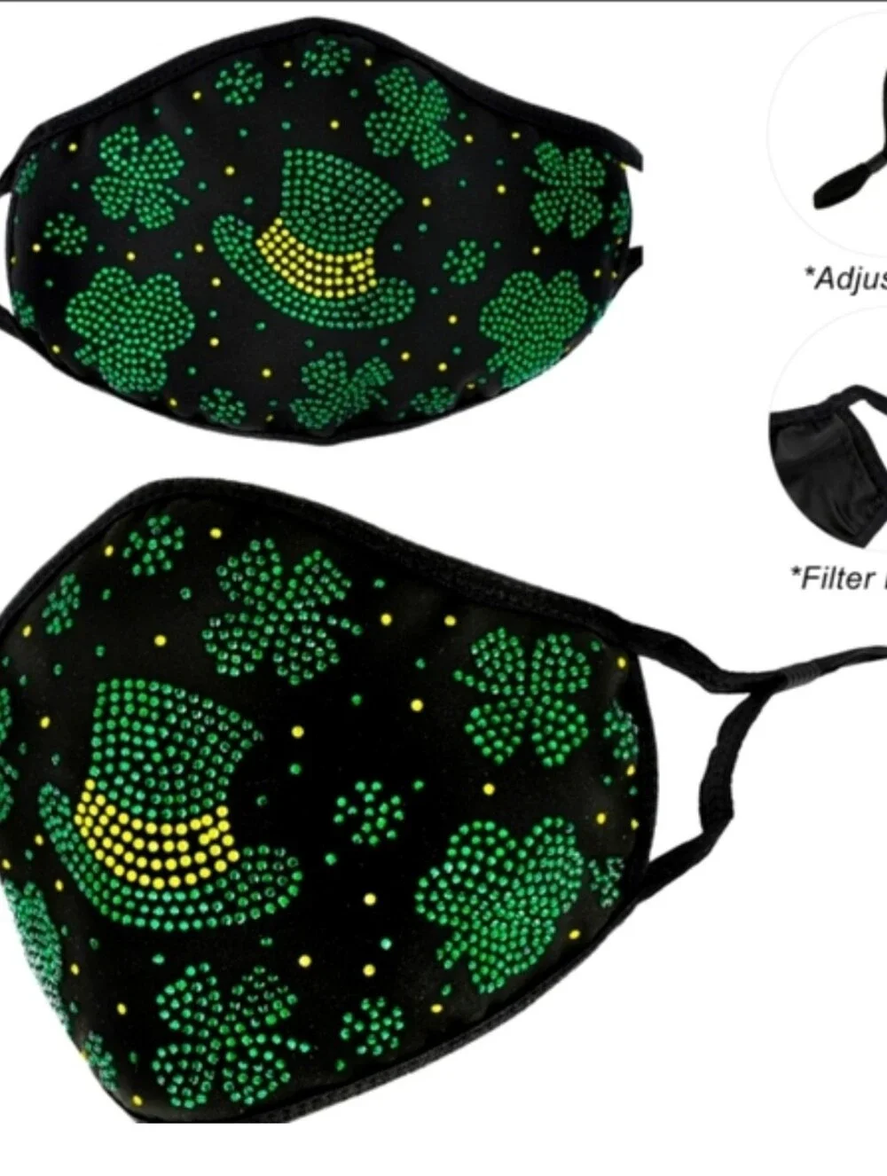 St. Patrick's Day Face Mask With Filter Reusable NWT